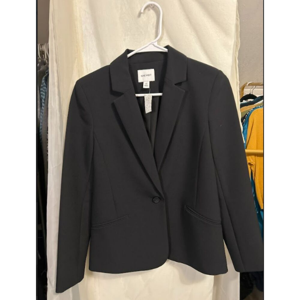 Nine West Black Classic Single-Button Blazer Office & Business Casual